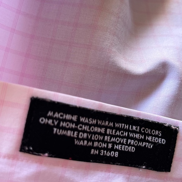 JOS A BANK MENS TRAVELER BUTTON‎ DOWN SHIRT BUSINESS OFFICE PINK/WHITE SZ 17-35 - Picture 4 of 4